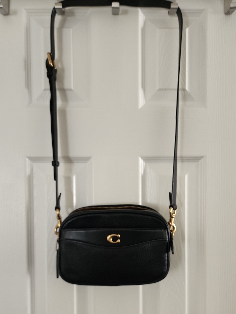 Coach Black Pebbled Leather Crossbody "Camera" Bag
